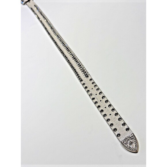 Genuine Leather Gray Croc Embossed Jeweled Rhinestones Western Belt Women’s S - Picture 8 of 16